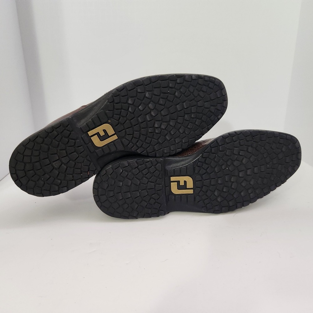 Footjoy Icon Leather Golf Shoe Lace Up Oxford Men 10.5 M Brown Snake spikeless - Picture 10 of 14